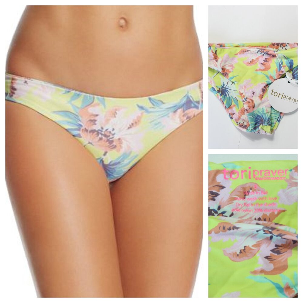 Tori Praver Cristina Bottom Floral Limoncello Yellow Small NWT